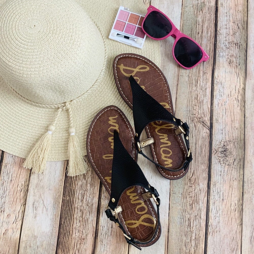 NWOT Sam Edelman Sandal Greta Black Leather Thong